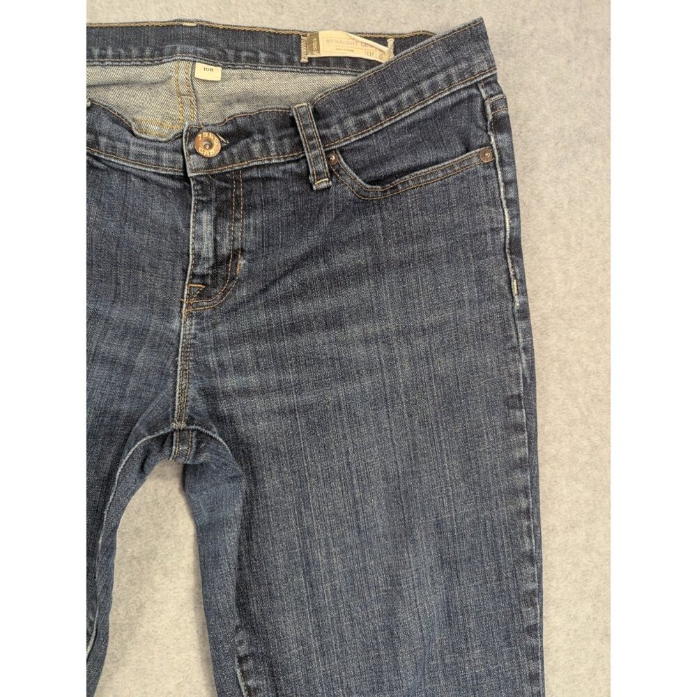 Gap Jeans Womens Size 10 Blue Classic Straight Leg Stretch Low Rise Whiskers Y2K - Picture 3 of 16
